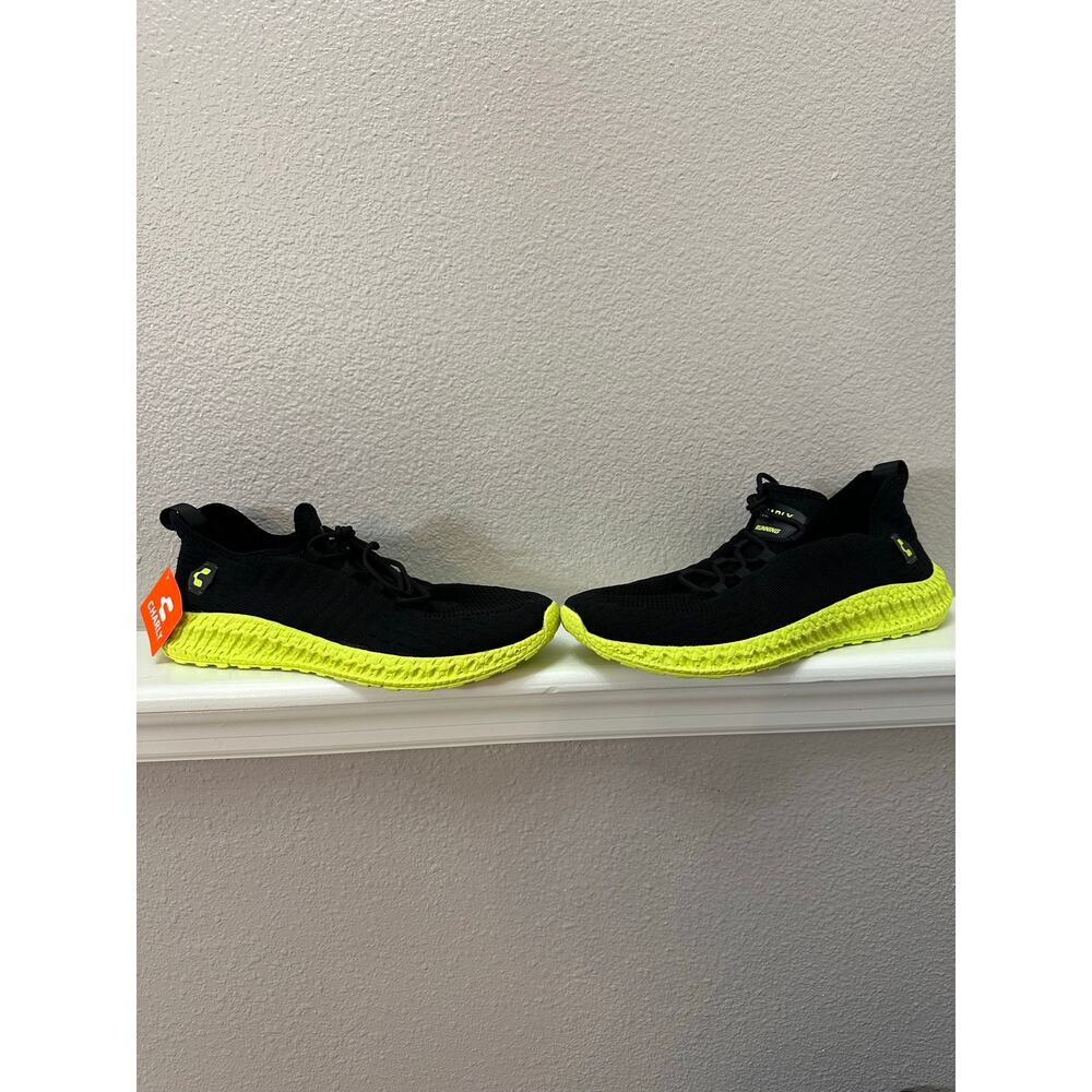 Charly Vigorate Men's Running Shoes Black Neon Yellow Knit Sneaker 11.5⁠